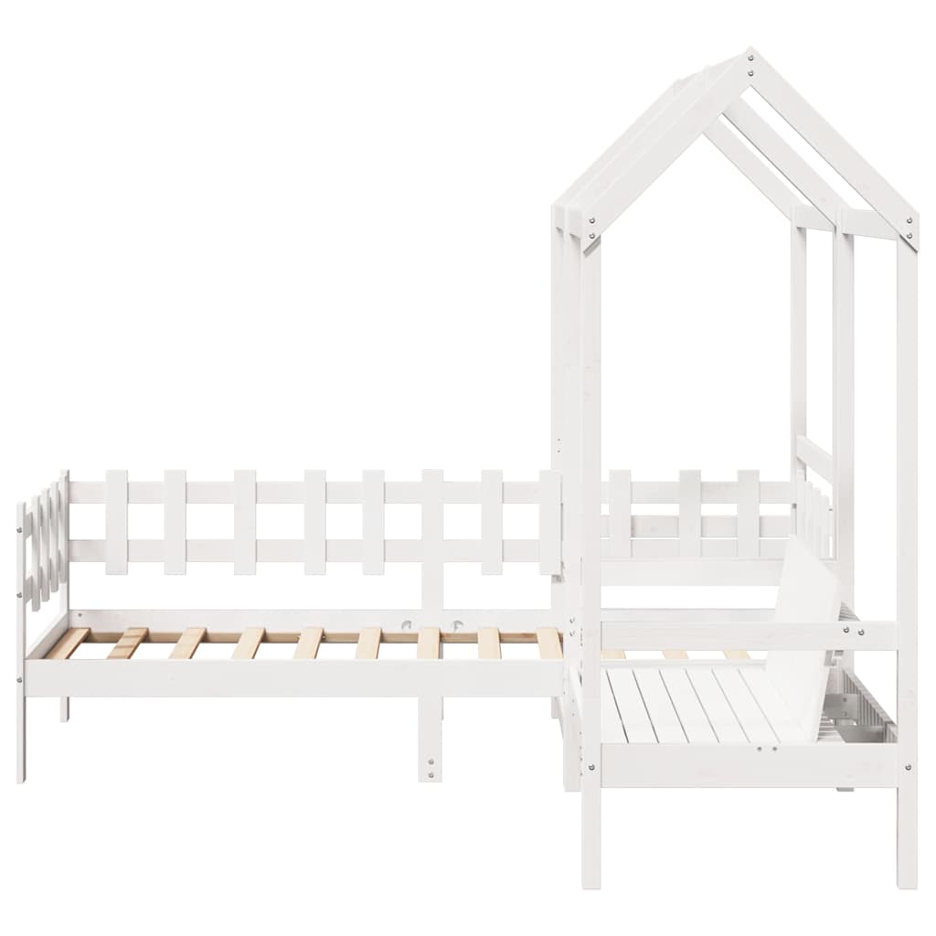Set Dormeuse e Panca con Tetto Bianco 80x200cm Massello Pino | homemem39