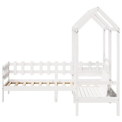 Set Dormeuse e Panca con Tetto Bianco 80x200cm Massello Pino | homemem39