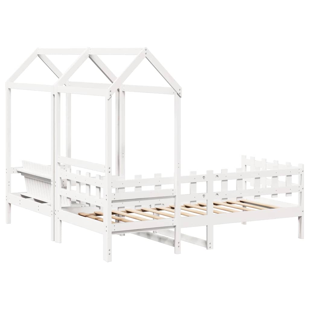 Set Dormeuse e Panca con Tetto Bianco 80x200cm Massello Pino | homemem39