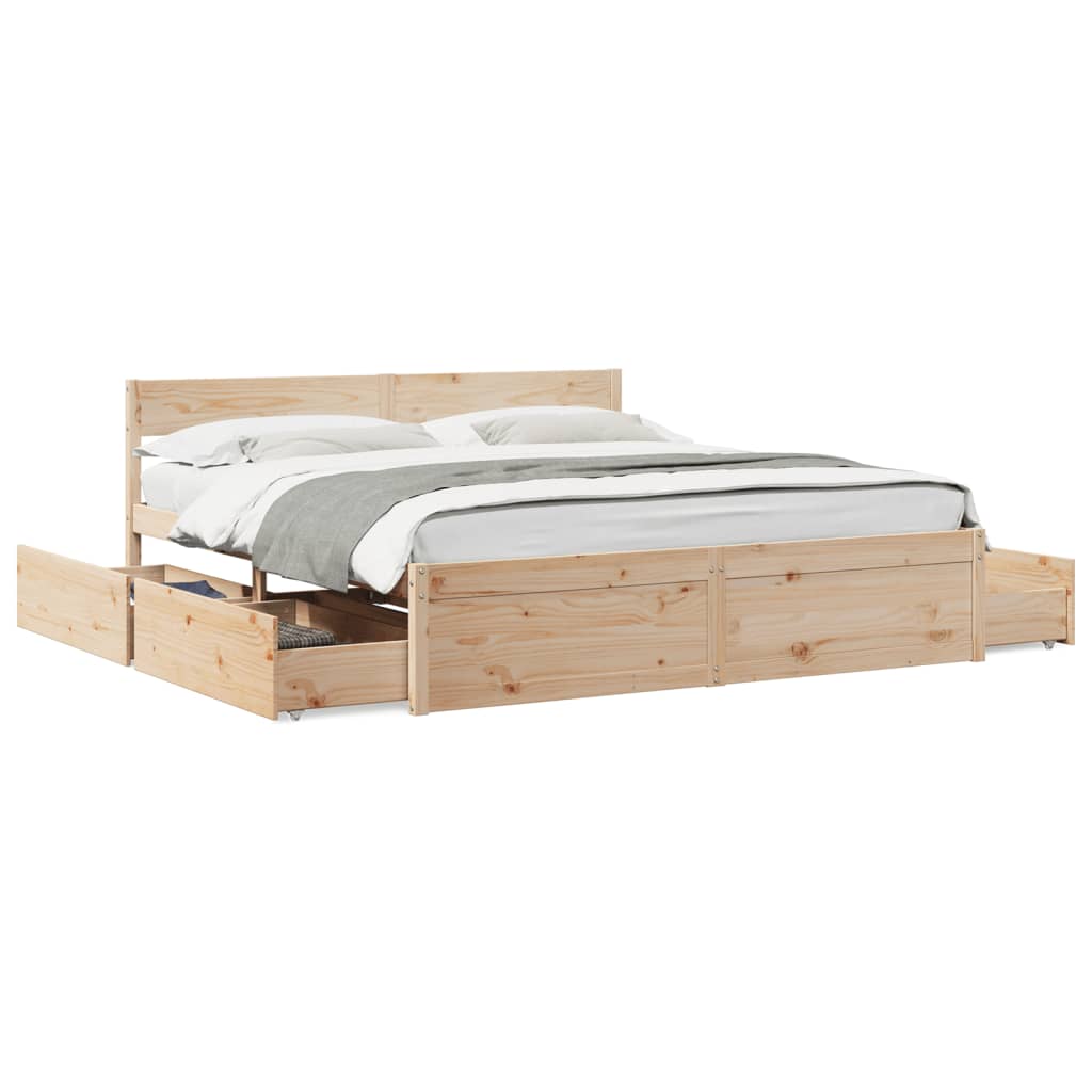 Letto senza Materasso 200x200 cm in Legno Massello di Pino - homemem39