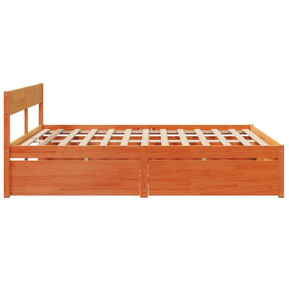 Letto senza Materasso Marrone Cera 200x200 cm in Legno di Pino