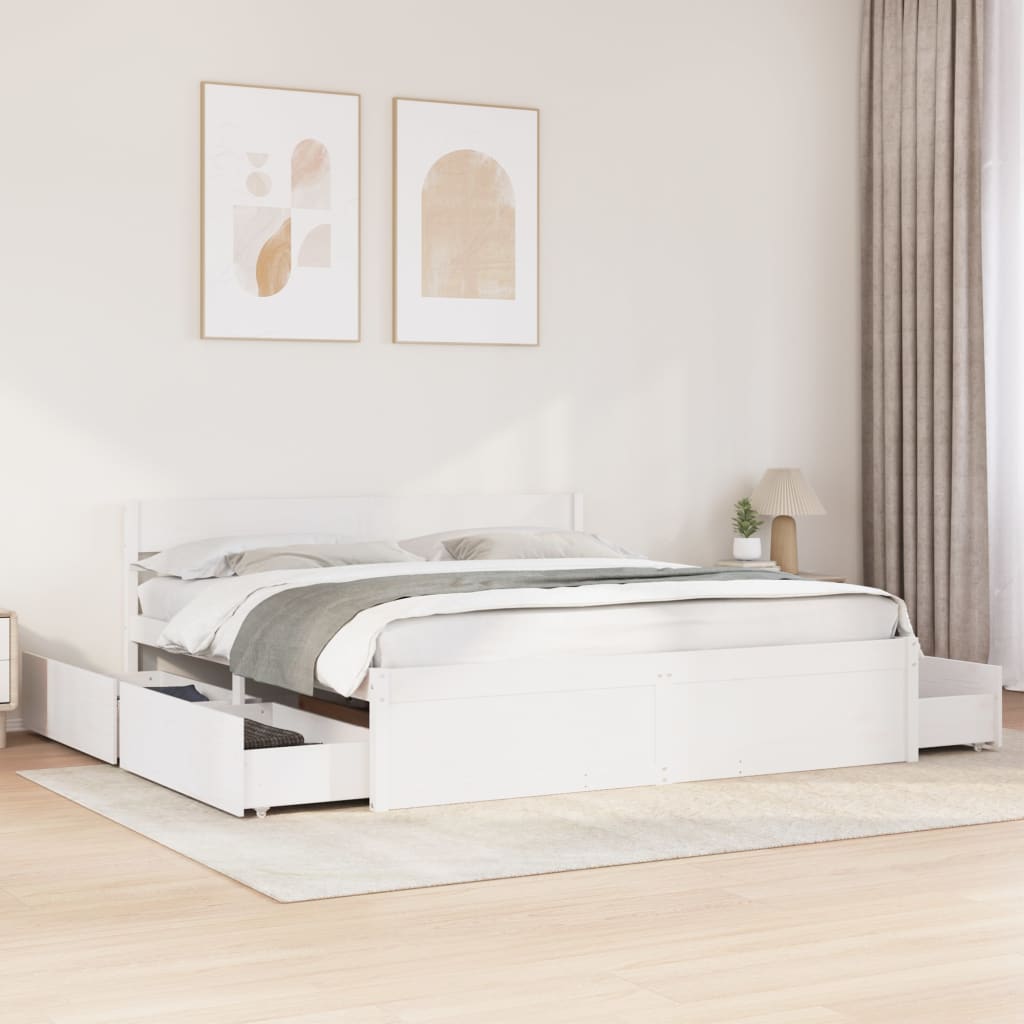 Letto senza Materasso Bianco 180x200 cm Legno Massello di Pino | homemem39
