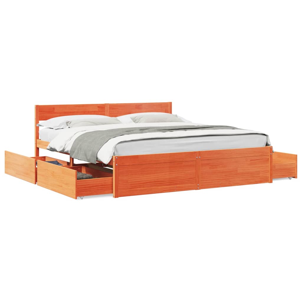 Letto senza Materasso Marrone Cera 180x200 cm in Legno di Pino | homemem39