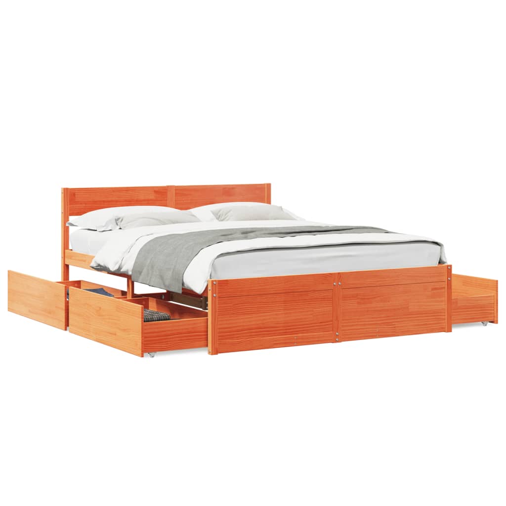 Letto senza Materasso Marrone Cera 160x200 cm in Legno di Pino - homemem39