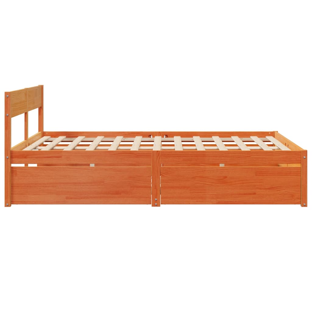 Letto senza Materasso Marrone Cera 160x200 cm in Legno di Pino - homemem39