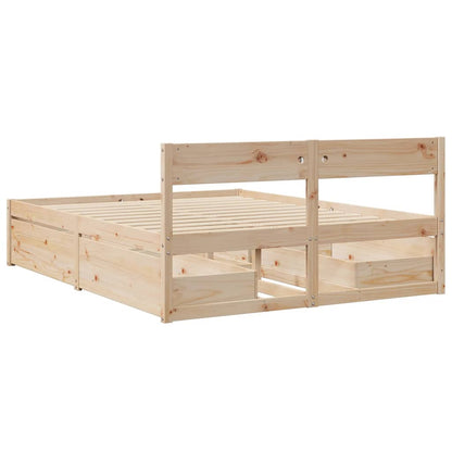 Letto senza Materasso 140x200 cm in Legno Massello di Pino | homemem39