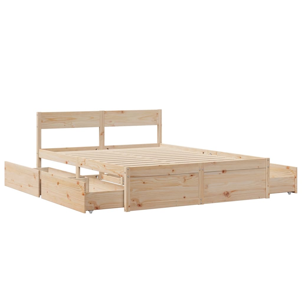 Letto senza Materasso 140x200 cm in Legno Massello di Pino | homemem39
