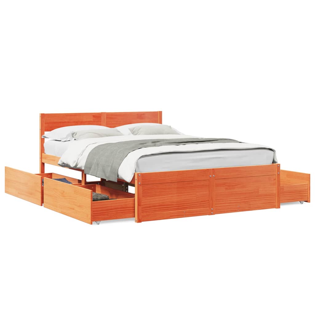 Letto senza Materasso Marrone Cera 120x200 cm in Legno di Pino - homemem39