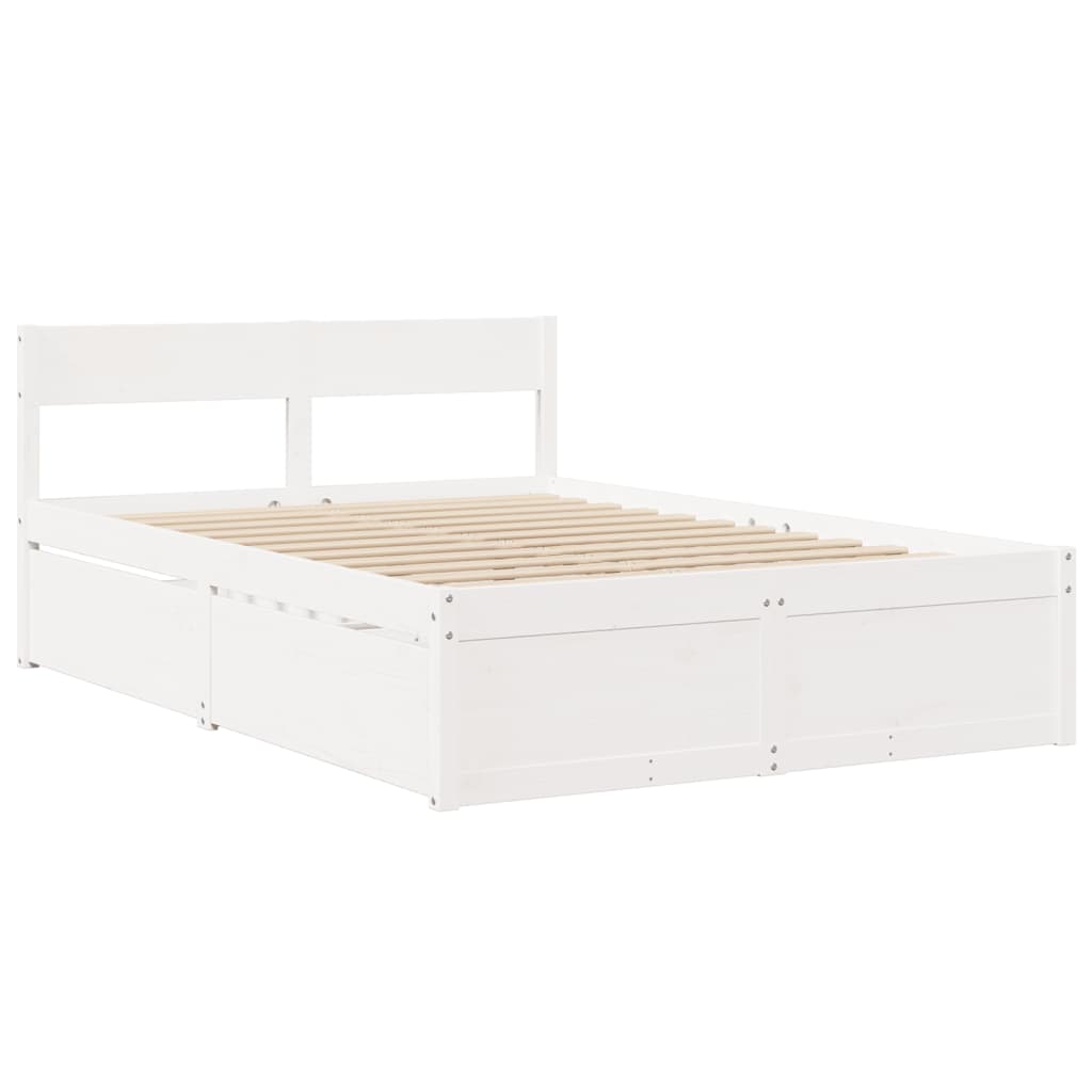 Letto senza Materasso Bianco 140x190 cm Legno Massello di Pino - homemem39