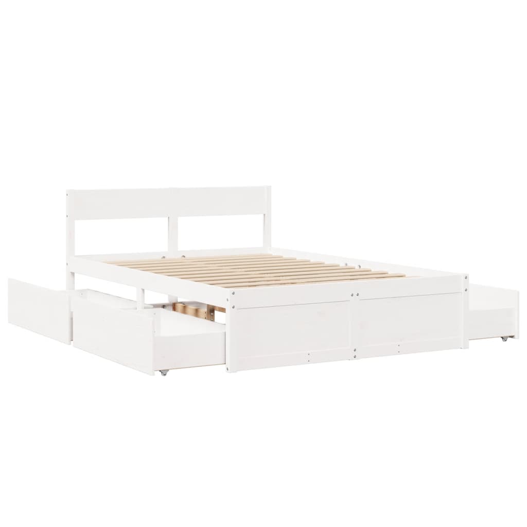 Letto senza Materasso Bianco 140x190 cm Legno Massello di Pino - homemem39
