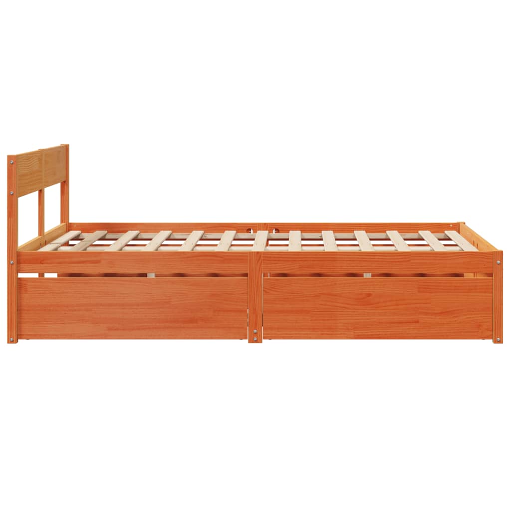 Letto senza Materasso Marrone Cera 140x190 cm in Legno di Pino