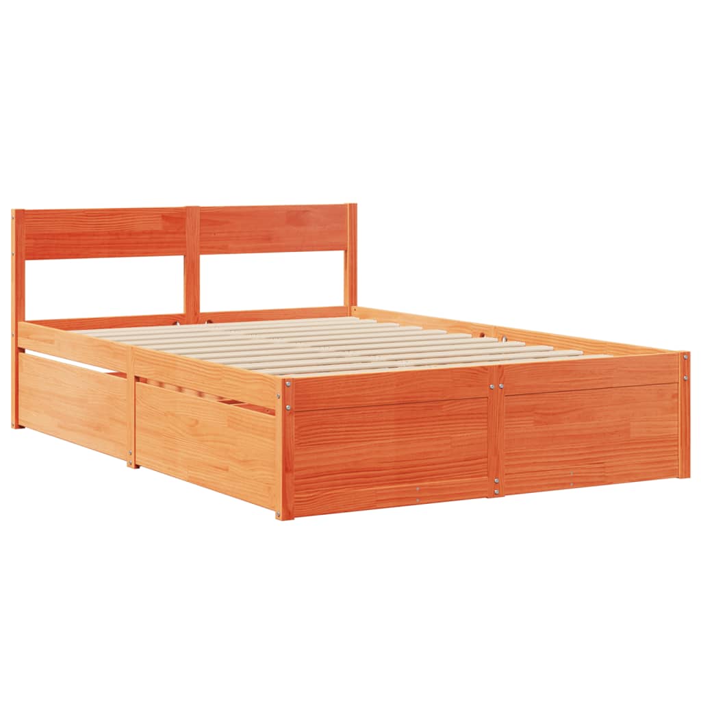 Letto senza Materasso Marrone Cera 135x190 cm in Legno di Pino