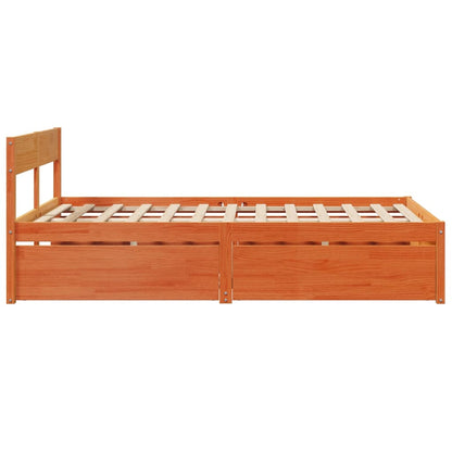 Letto senza Materasso Marrone Cera 135x190 cm in Legno di Pino