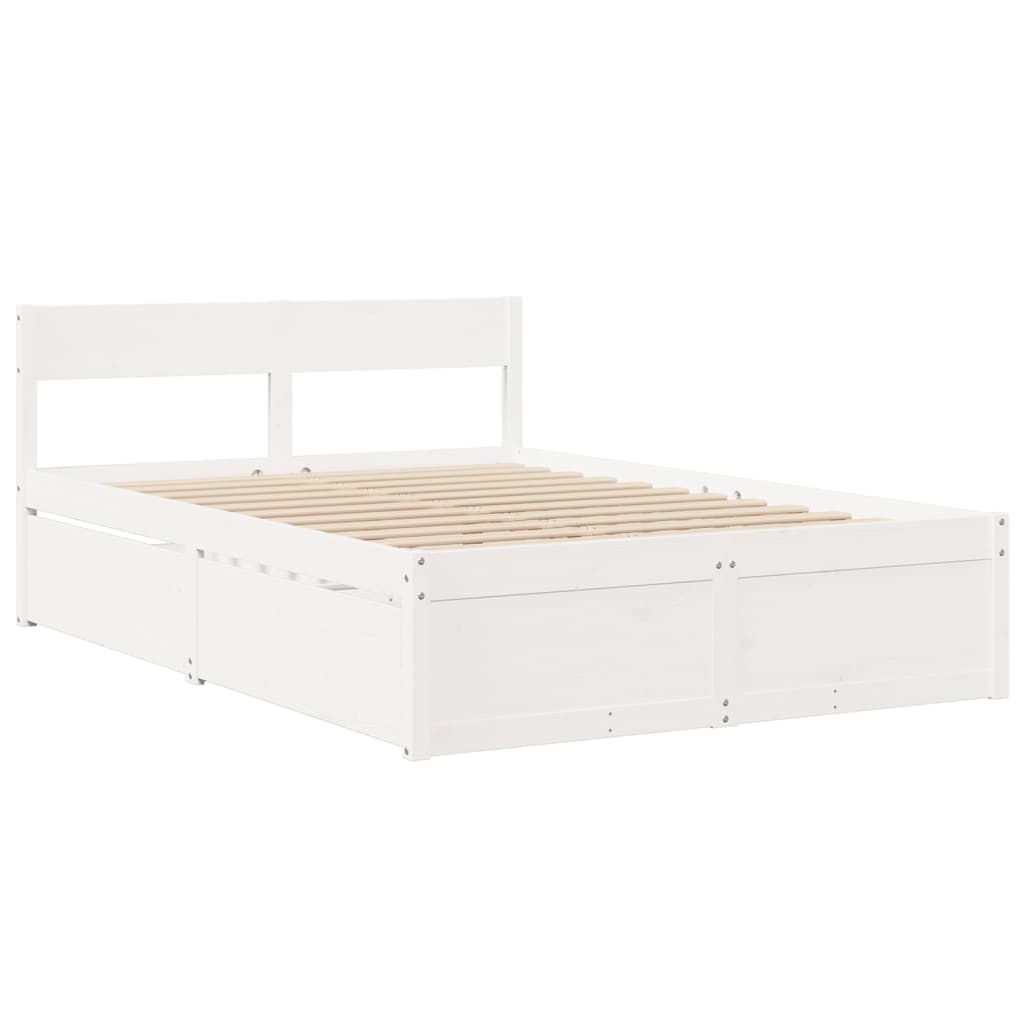 Letto senza Materasso Bianco 120x190 cm Legno Massello di Pino