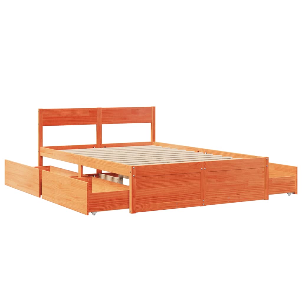 Letto senza Materasso Marrone Cera 120x190 cm in Legno di Pino - homemem39