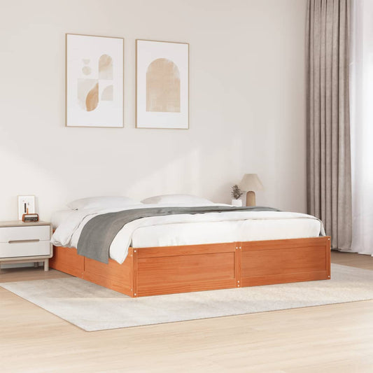 Letto senza Materasso Marrone Cera 180x200 cm in Legno di Pino - homemem39