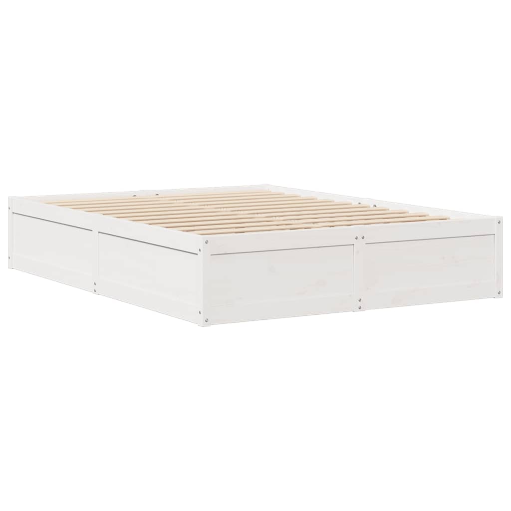Letto senza Materasso Bianco 160x200 cm Legno Massello di Pino - homemem39