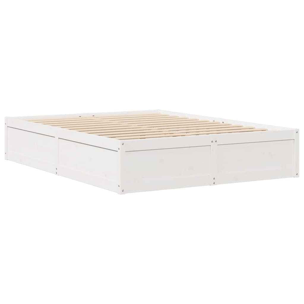 Letto senza Materasso Bianco 160x200 cm Legno Massello di Pino - homemem39