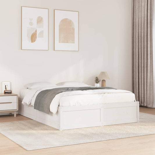 Letto senza Materasso Bianco 160x200 cm Legno Massello di Pino - homemem39