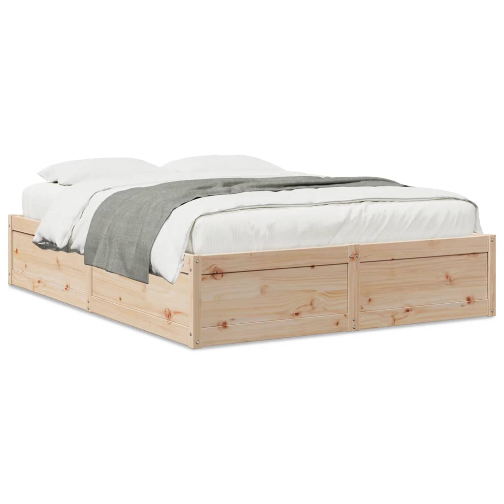 Letto senza Materasso 150x200 cm in Legno Massello di Pino - homemem39