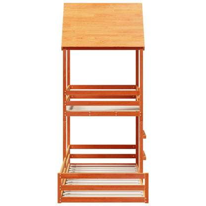 Letto a Castello con Tetto Cera 80x200 cm Legno Massello Pino - homemem39