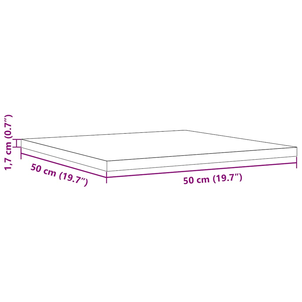 Piano Tavolo 50x50x1,7 cm Quadrato in Legno Massello di Pino | homemem39