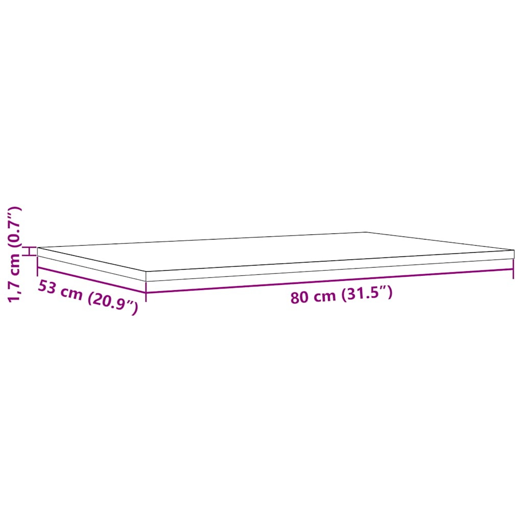 Piani Tavolo 3 pz 80x53x1,7 cm Rettangolare Legno Massello Pino | homemem39