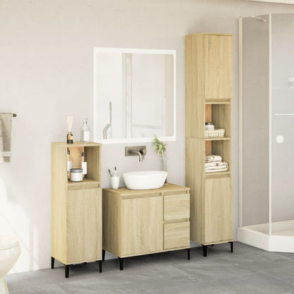 Set Mobili da Bagno 3 pz Rovere Sonoma in Legno Multistrato | homemem39