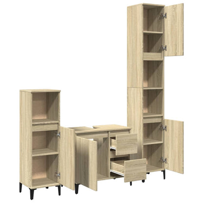 Set Mobili da Bagno 3 pz Rovere Sonoma in Legno Multistrato | homemem39