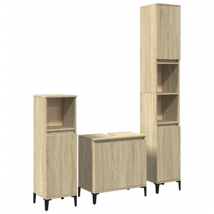 Set Mobili da Bagno 3 pz Rovere Sonoma in Legno Multistrato | homemem39