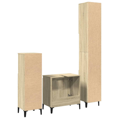 Set Mobili da Bagno 3 pz Rovere Sonoma in Legno Multistrato | homemem39