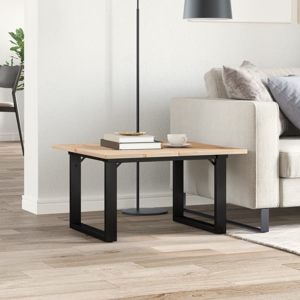 Tavolino da Salotto Telaio a O 70x70x40cm Legno Pino e Acciaio | homemem39