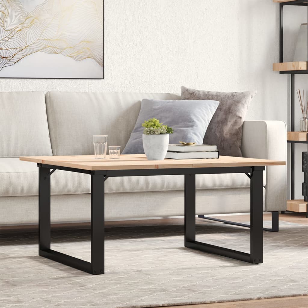 Tavolino da Salotto Telaio a O 80x80x45cm Legno Pino e Acciaio | homemem39