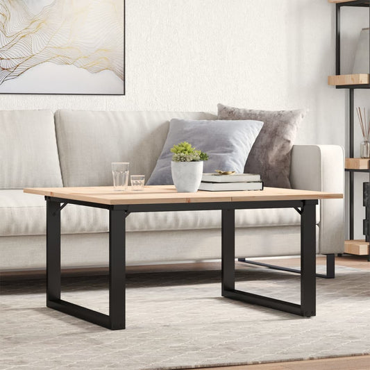 Tavolino da Salotto Telaio a O 80x80x45cm Legno Pino e Acciaio | homemem39