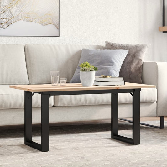 Tavolino da Salotto Telaio a O 90x40x45cm Legno Pino e Acciaio