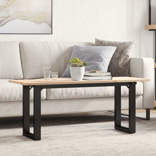 Tavolino Salotto Telaio a O 110x40x45cm Legno Pino e Acciaio | homemem39