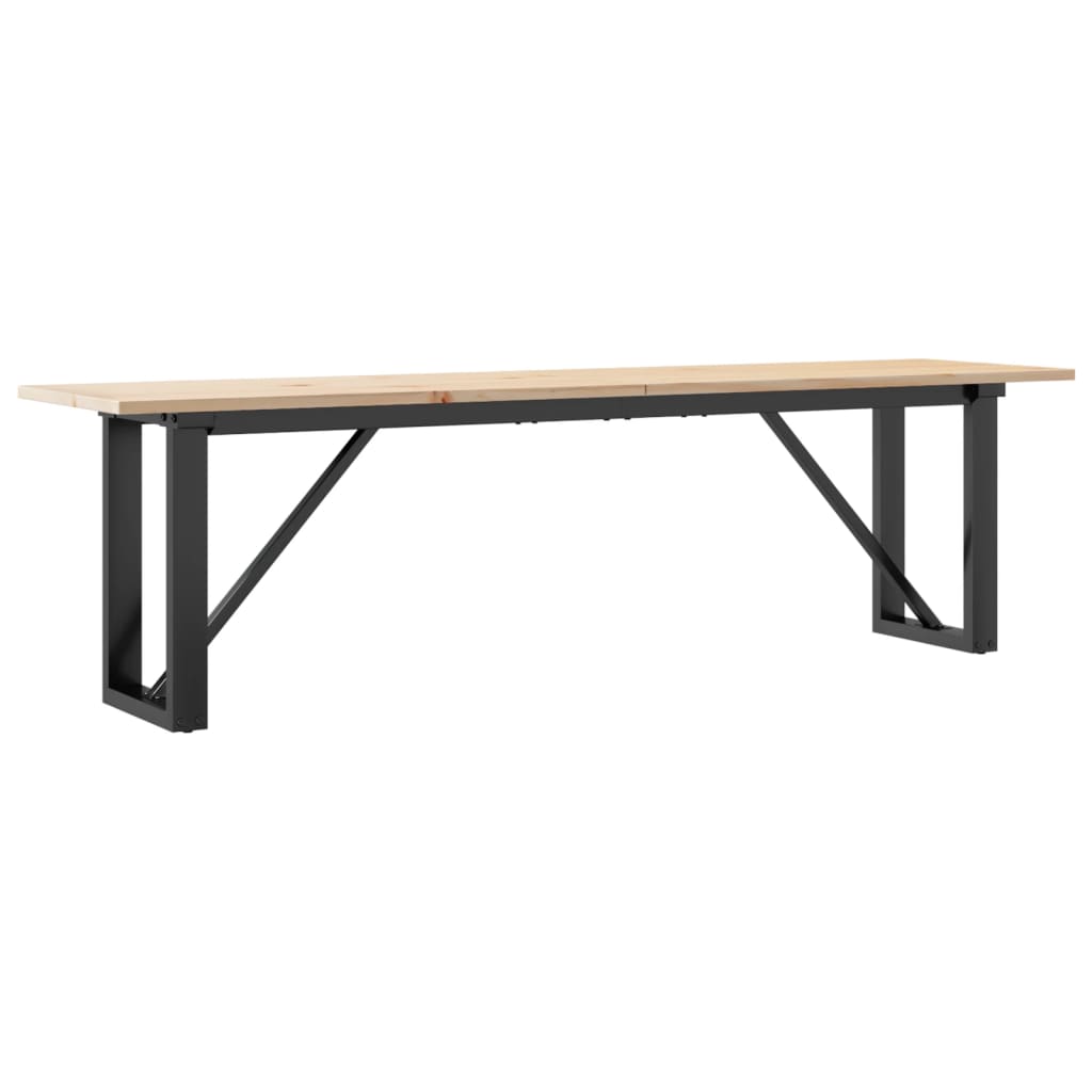 Tavolino Salotto Telaio a O 160x40x45cm Legno Pino e Acciaio | homemem39