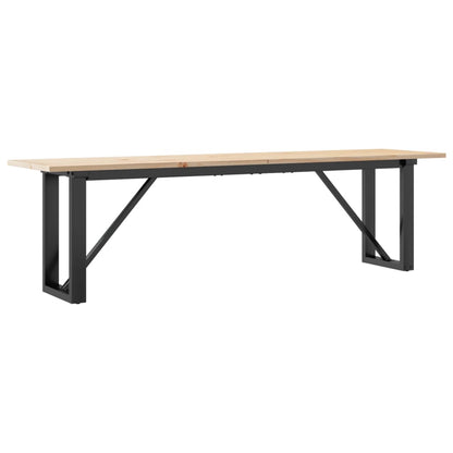 Tavolino Salotto Telaio a O 160x40x45cm Legno Pino e Acciaio | homemem39