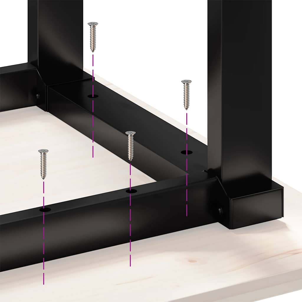 Tavolo da Pranzo Telaio a O 70x70x75 cm Legno Pino e Acciaio | homemem39