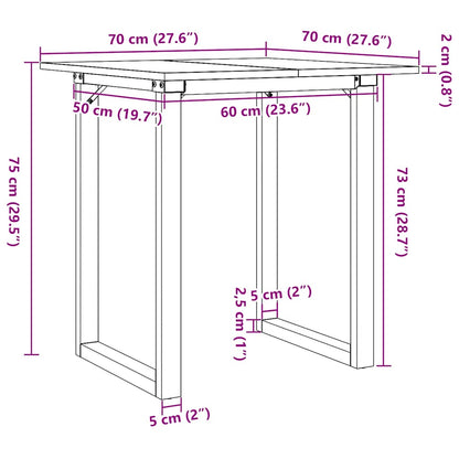 Tavolo da Pranzo Telaio a O 70x70x75 cm Legno Pino e Acciaio | homemem39