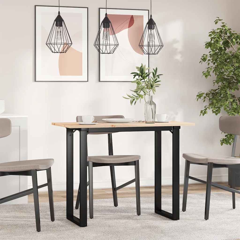 Tavolo da Pranzo Telaio a O 100x50x75 cm Legno Pino e Acciaio | homemem39