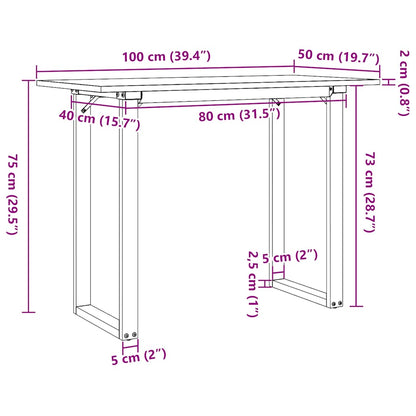 Tavolo da Pranzo Telaio a O 100x50x75 cm Legno Pino e Acciaio | homemem39