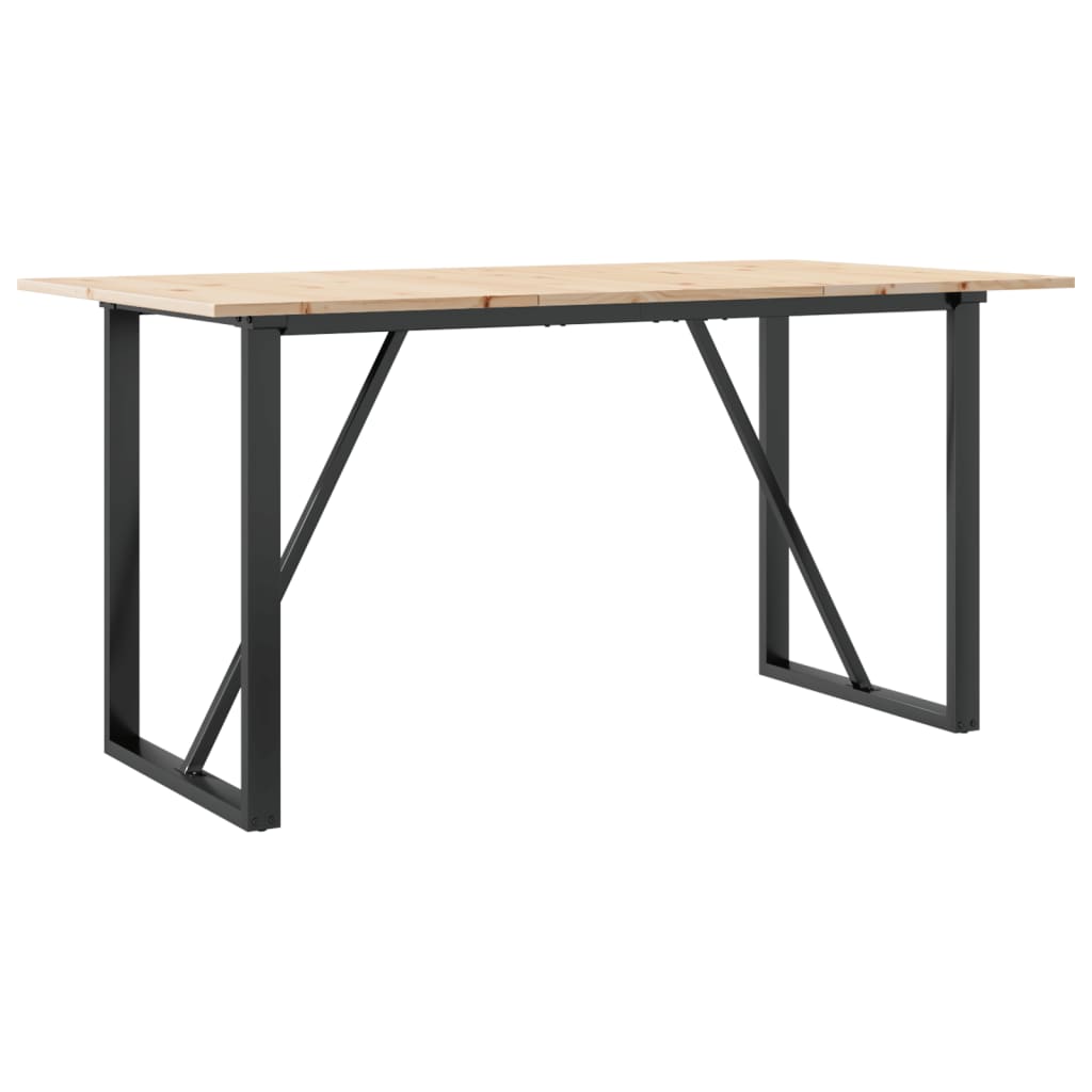 Tavolo da Pranzo Telaio a O 140x80x75 cm Legno Pino e Acciaio | homemem39