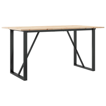 Tavolo da Pranzo Telaio a O 140x80x75 cm Legno Pino e Acciaio | homemem39