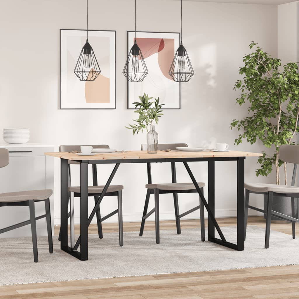 Tavolo da Pranzo Telaio a O 140x80x75 cm Legno Pino e Acciaio | homemem39