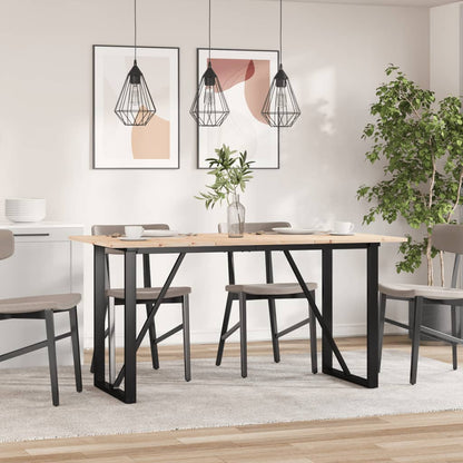 Tavolo da Pranzo Telaio a O 140x80x75 cm Legno Pino e Acciaio | homemem39