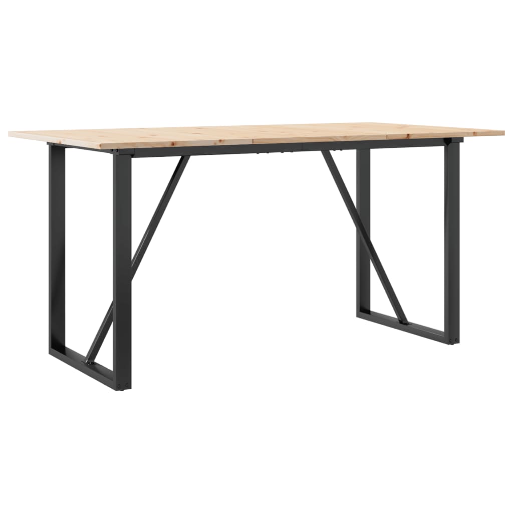 Tavolo da Pranzo Telaio a O 140x80x75 cm Legno Pino e Acciaio | homemem39