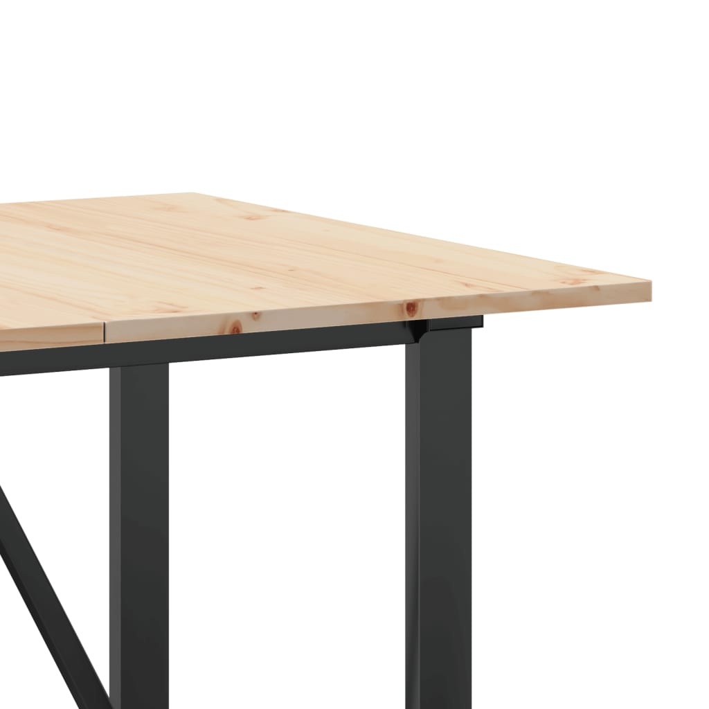 Tavolo da Pranzo Telaio a O 140x80x75 cm Legno Pino e Acciaio | homemem39