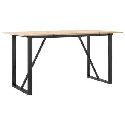 Tavolo da Pranzo Telaio a O 160x80x75 cm Legno Pino e Acciaio | homemem39