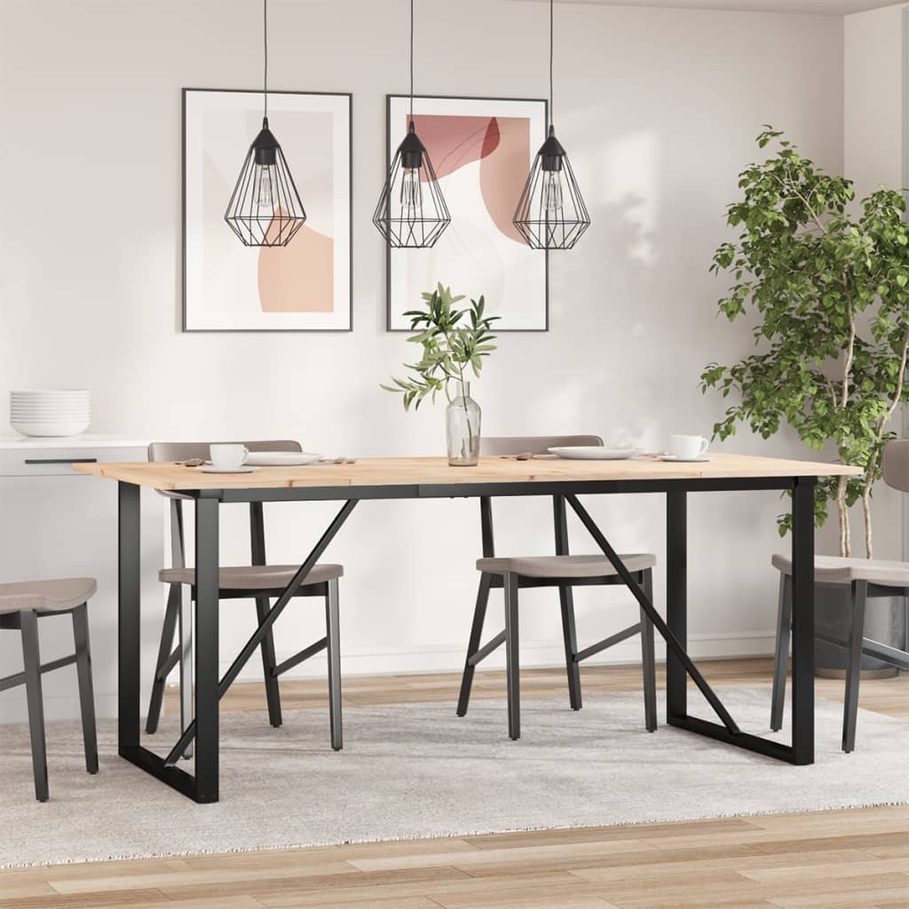 Tavolo da Pranzo Telaio a O 180x90x75 cm Legno Pino e Acciaio | homemem39